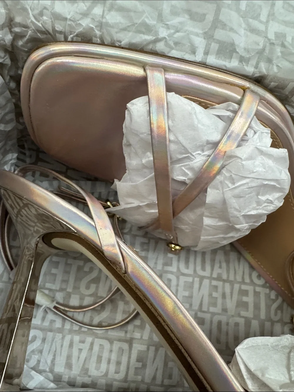 Steve Madden rose Iridescent Strap High Heel Sandals NEW 10
